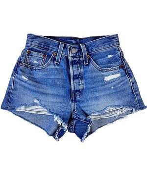 Levi's 501 Original Button Fly High Rise Distressed Denim Shorts